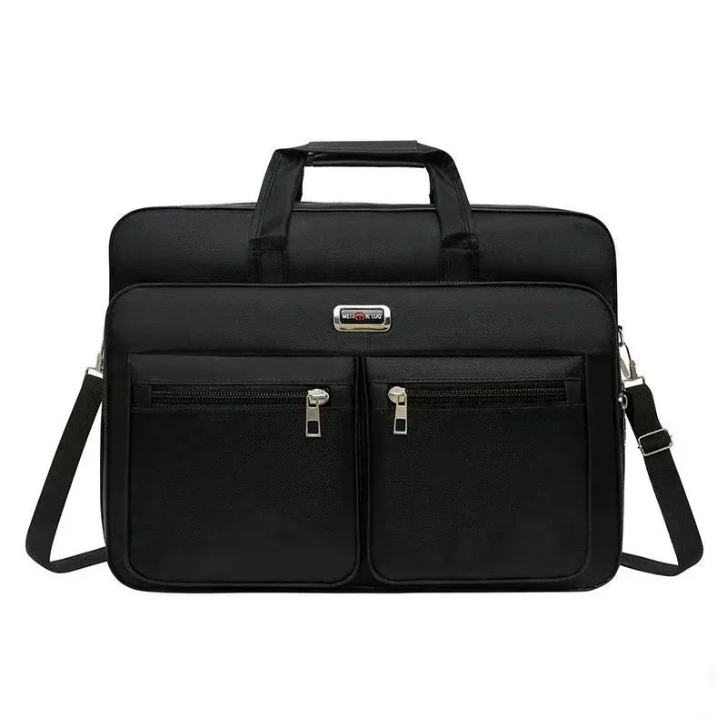 Mens Business Briefcase Large Capacity Multiple Pockets Laptop Compartment Portable Shoulder Bag for Travel Office Daily Use