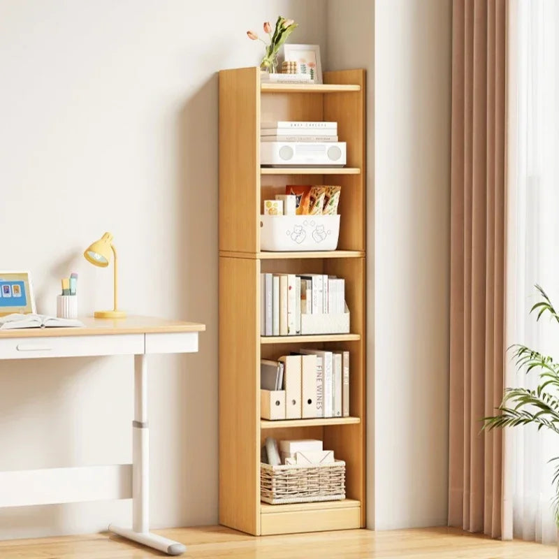 Narrow Bookshelf Modern Simple Small Floor-to-wall Multi-layer Storage Rack Corner Cabinet Narrow Locker
