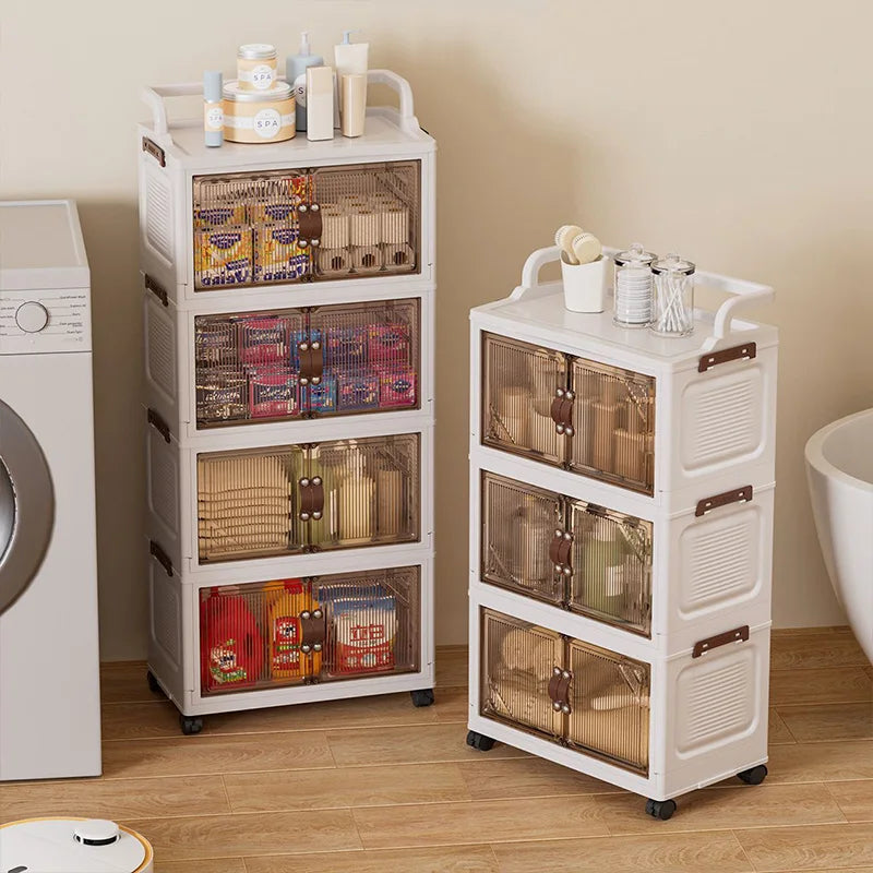 Foldable Home Storage Cabinet for Bathroom And Kitchen Multi-layer Floor-standing Shelf Desktop Organizer for Living Room Gap