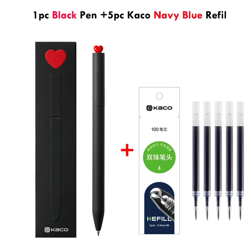 KACO Kawaii Rotate Gel Pen канцелярия 0.5MM Black Ink Fluent Writing Canetas High Capacity Boligrafo School Office Stationery