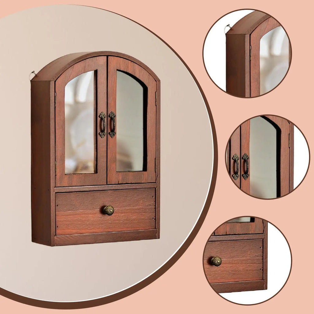 Desktop Storage Cabinet Wall Mount Cosmetic Holder Practical Sundries Organizer Display Shelf for Office Bedroom Home Countertop