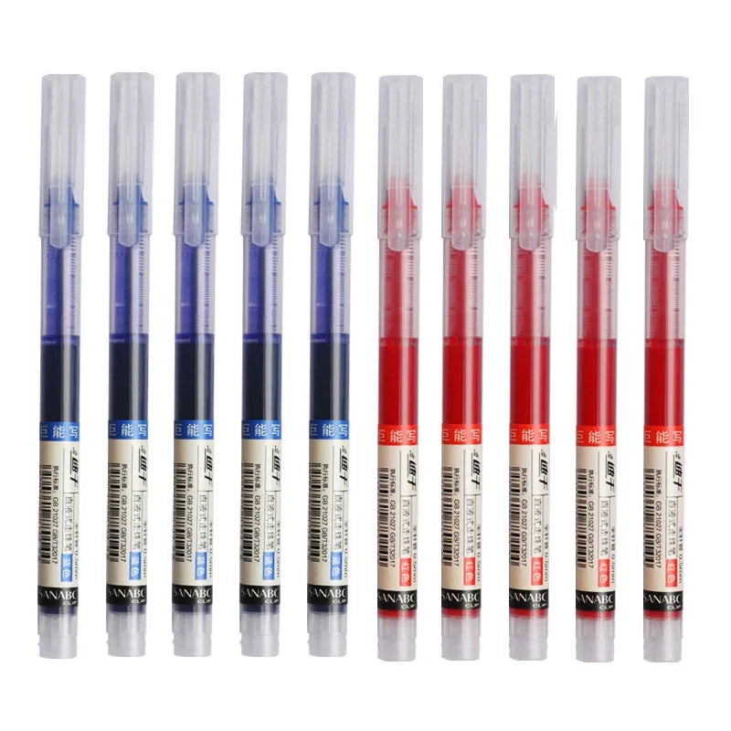3/6/10Pcs Exam Signature Gel Pen 0.5mm Black Blue Ink School Office Student Ballpoint Straight Pens Writing Stationery School