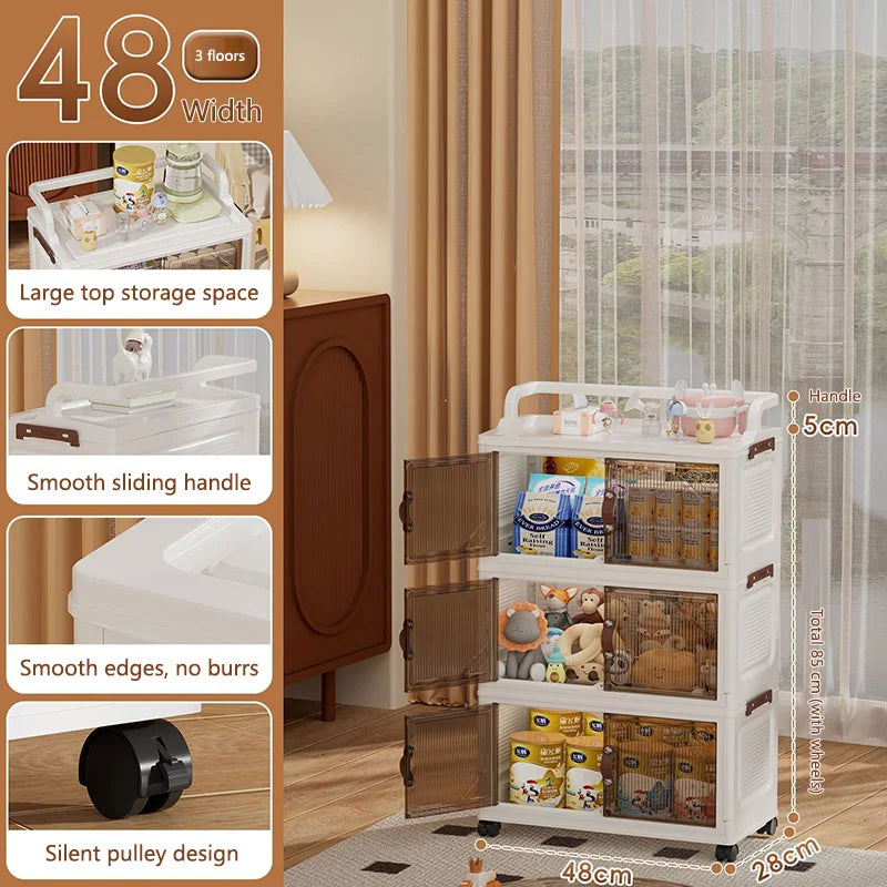 Foldable Home Storage Cabinet for Bathroom And Kitchen Multi-layer Floor-standing Shelf Desktop Organizer for Living Room Gap