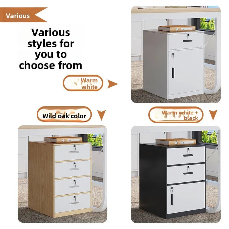 File cabinet with lock Office wooden mobile storage cabinet Drawer cabinet with wheel
