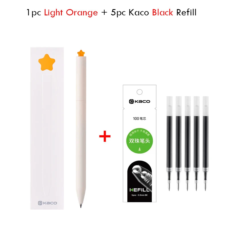 KACO Kawaii Rotate Gel Pen канцелярия 0.5MM Black Ink Fluent Writing Canetas High Capacity Boligrafo School Office Stationery