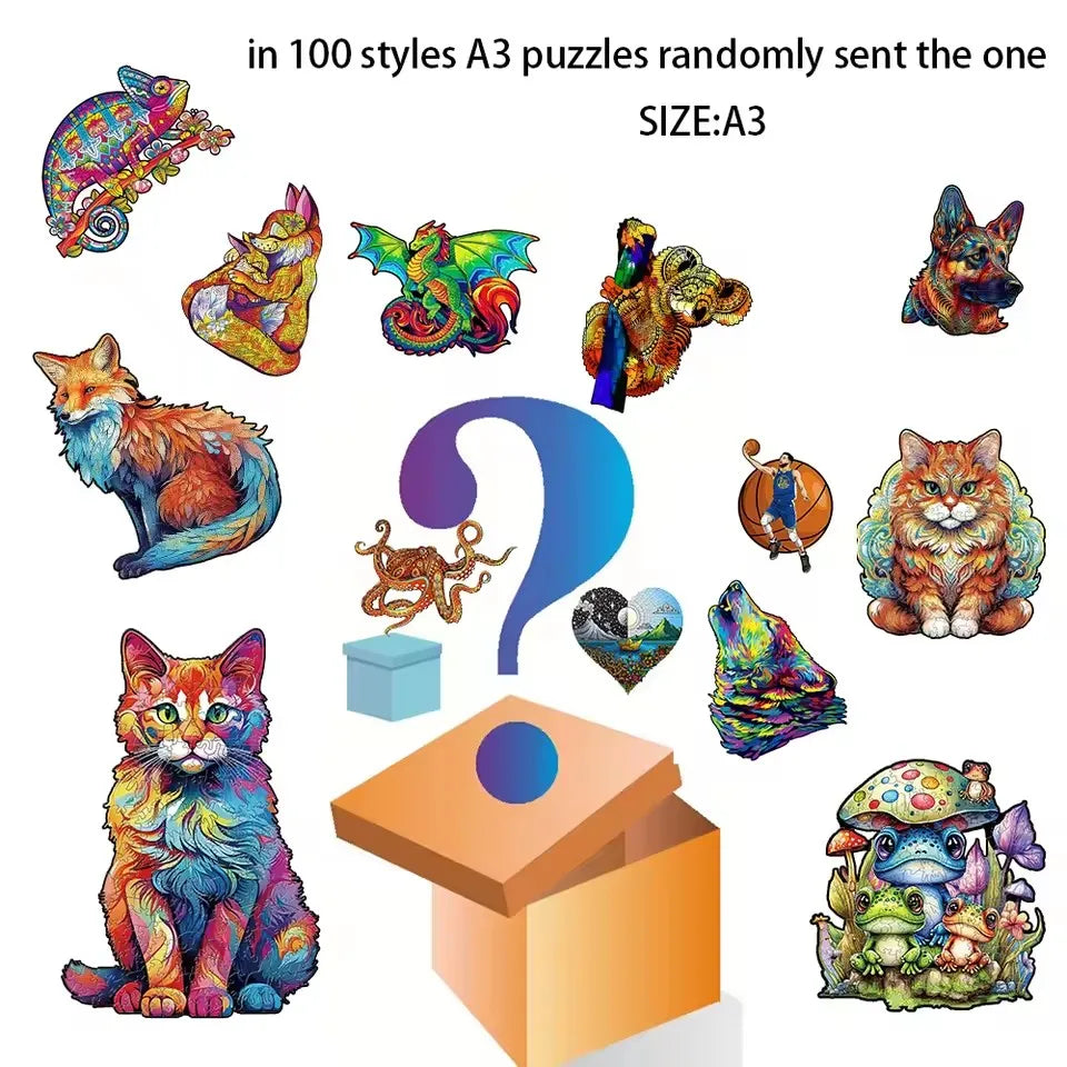 Beautiful Train Dog Wooden Puzzle Animal Puzzle Wood  Intelligent Jigsaws for Kids Adult Holiday Gifts DIY Toys