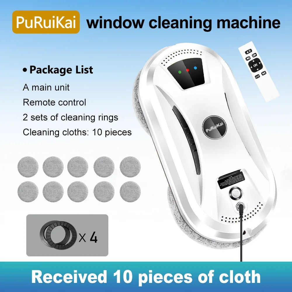 PuRuiKai  Window Cleaning Robot High Suction Electric Window Cleaner Robot Anti-falling Remote Control Robot Vacuum Cleaner