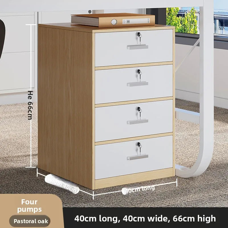 File cabinet with lock Office wooden mobile storage cabinet Drawer cabinet with wheel