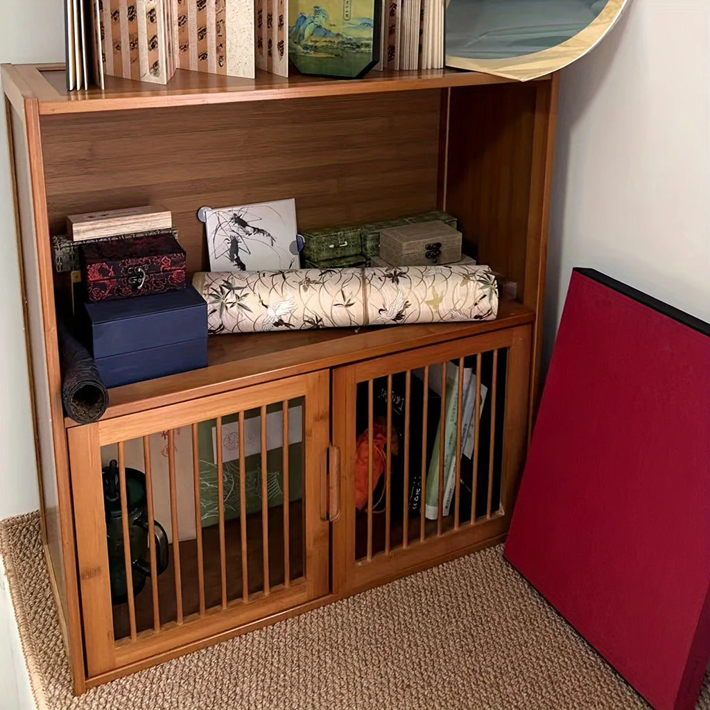Chinese Style Storage Cabinet - 2-Tier Storage Cabinet for Office Living Room - Tea Cabinet  Bookshelf