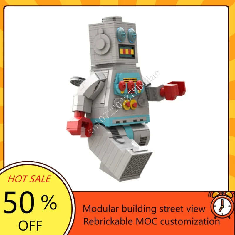 707PCS MOC Custom Puzzle Up Scaled Clockwork Robot MOC Model DIY Assembled Aircraft Educational Children Toys Xmas Gifts