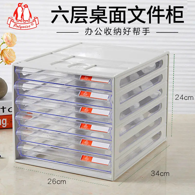 Desktop File Cabinet, 4-Tier Clear Drawer Organizer, Dustproof Plastic Storage for Office, Home Desk Document Organizer