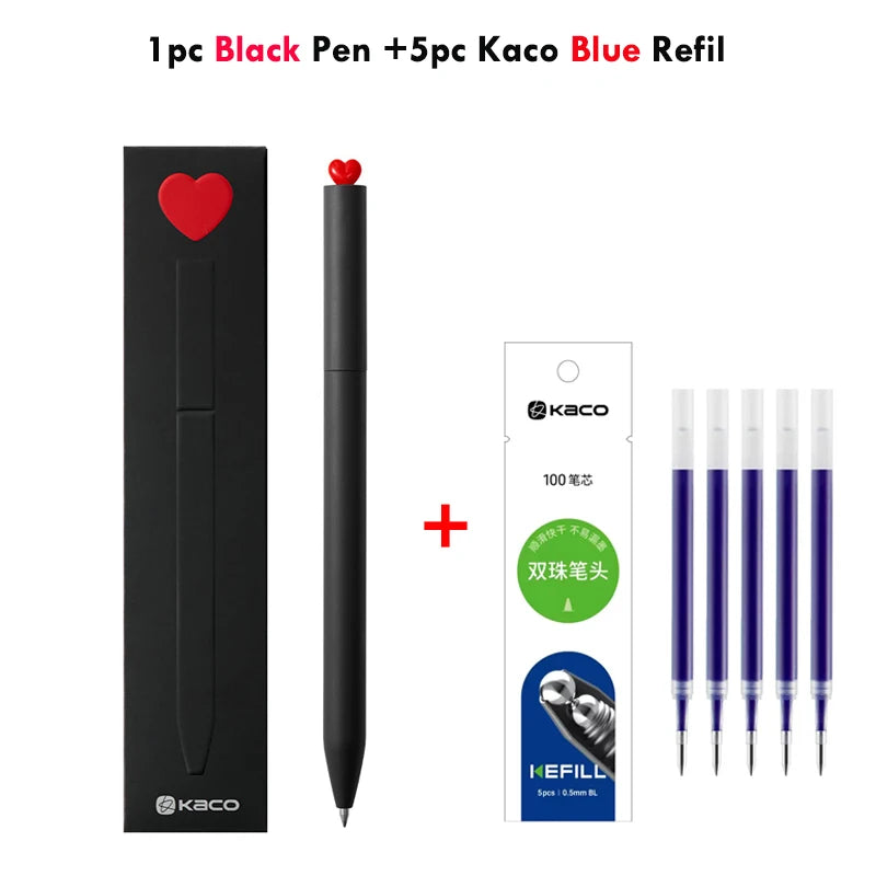 KACO Kawaii Rotate Gel Pen канцелярия 0.5MM Black Ink Fluent Writing Canetas High Capacity Boligrafo School Office Stationery