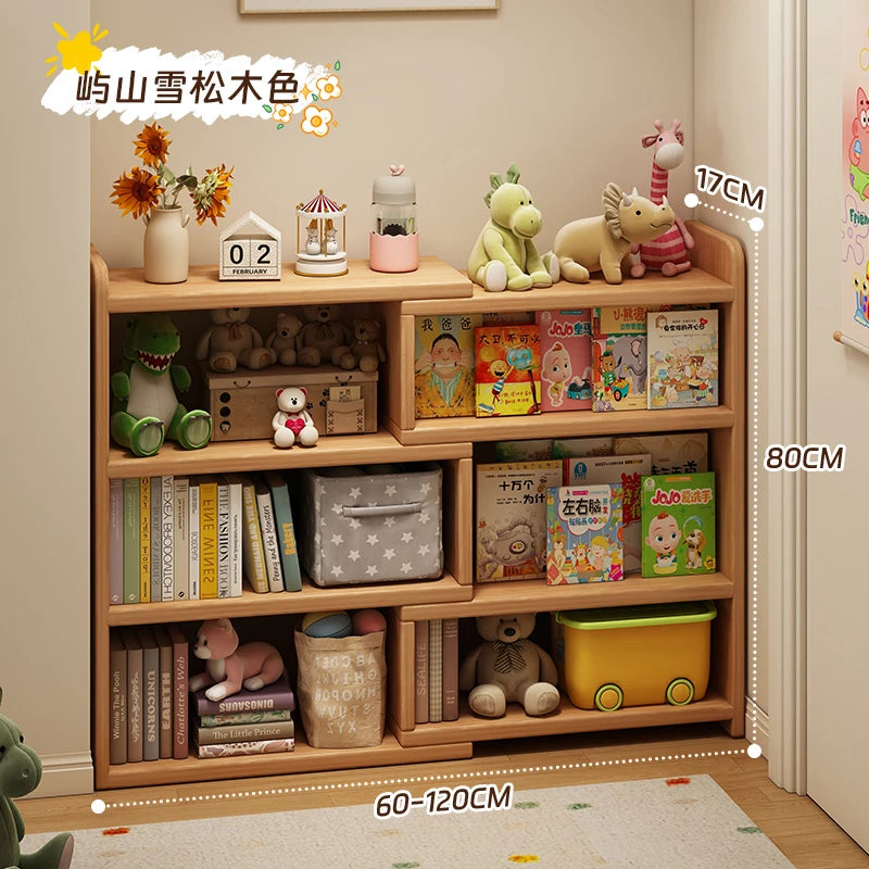 Solid Wood Bookshelf -Corner Storage Cabinet with Wall-Mounted Design Space-Saving Bookcase for Kids Study&Home Office Organizer