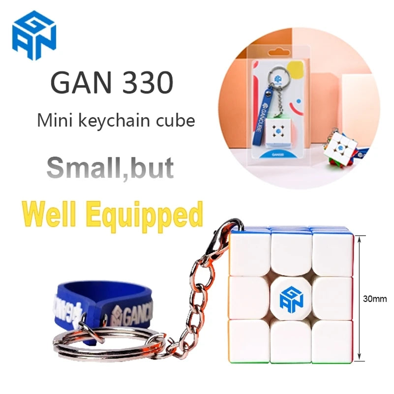 GAN 330 Mini 3x3 Keychain Cube 3x3x3 Gan330 Mini Speedcube Stickerless 3x3 Speed Cube Professional Magic Cube Puzzle Toys