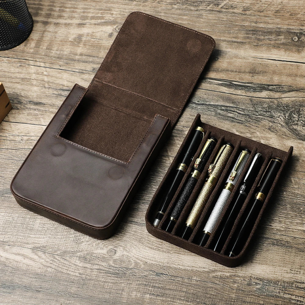 ExquisiteHandmade Fountain Pen Case Leather For Men Women Holder Pen Pouch Retro Pen Box Organizer Boys Girls School