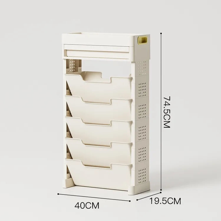 Movable bookshelf Floor-to-ceiling with wheels Bedroom desktop textbook storage rack Study multi-layer book shelf