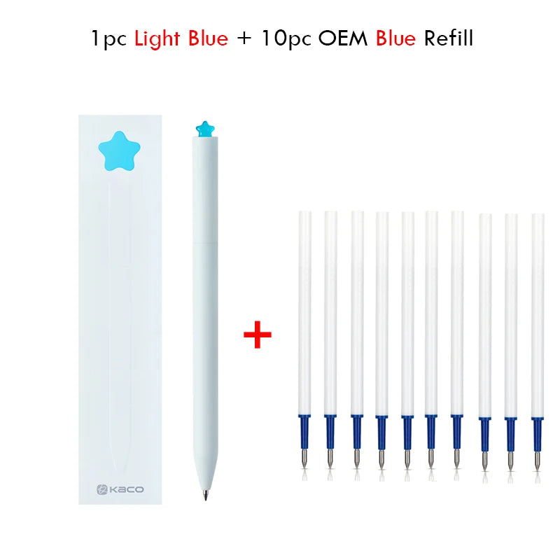KACO Kawaii Rotate Gel Pen канцелярия 0.5MM Black Ink Fluent Writing Canetas High Capacity Boligrafo School Office Stationery