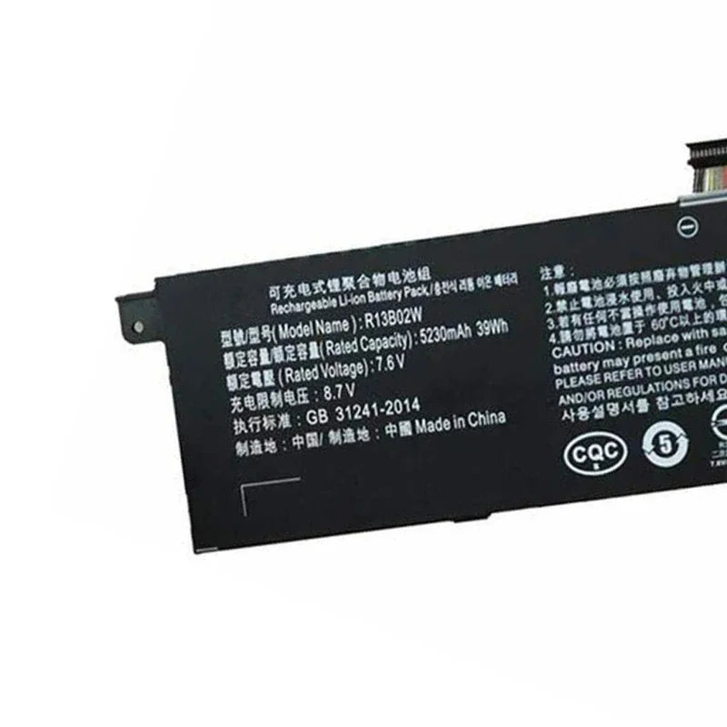 R13B02W/R13B01W Laptop Battery For Xiaomi Mi Air 13.3 12.5 Pro 15.6 Inch Gaming G15B01W R13B02W R10B01W NoteBook Batteries