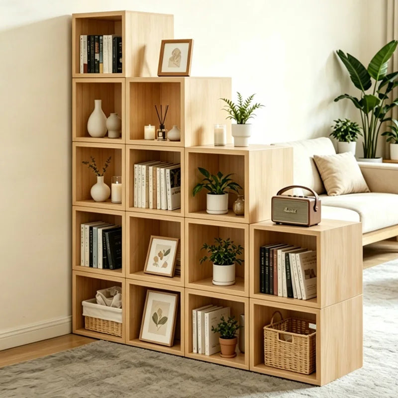 Bookshelf Storage Cabinet Simple Home Mini Bookcase Wood Color Bookshelf Organization Storage Cabinet Shelf Space Box New Sales
