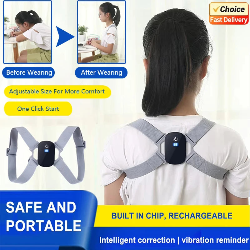 2026 New Smart Posture Corrector Rechargeable Back Brace 8 Shape Vibration Reminder 400mAh Battery for Work Study Office Home
