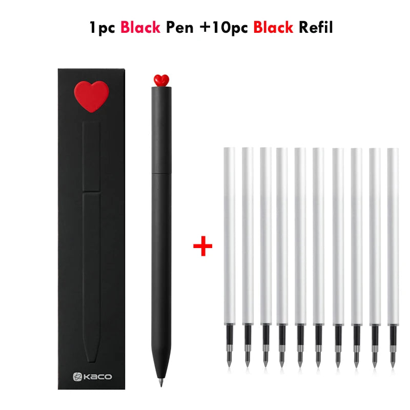 KACO Kawaii Rotate Gel Pen канцелярия 0.5MM Black Ink Fluent Writing Canetas High Capacity Boligrafo School Office Stationery