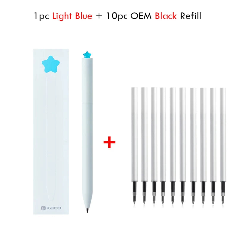 KACO Kawaii Rotate Gel Pen канцелярия 0.5MM Black Ink Fluent Writing Canetas High Capacity Boligrafo School Office Stationery