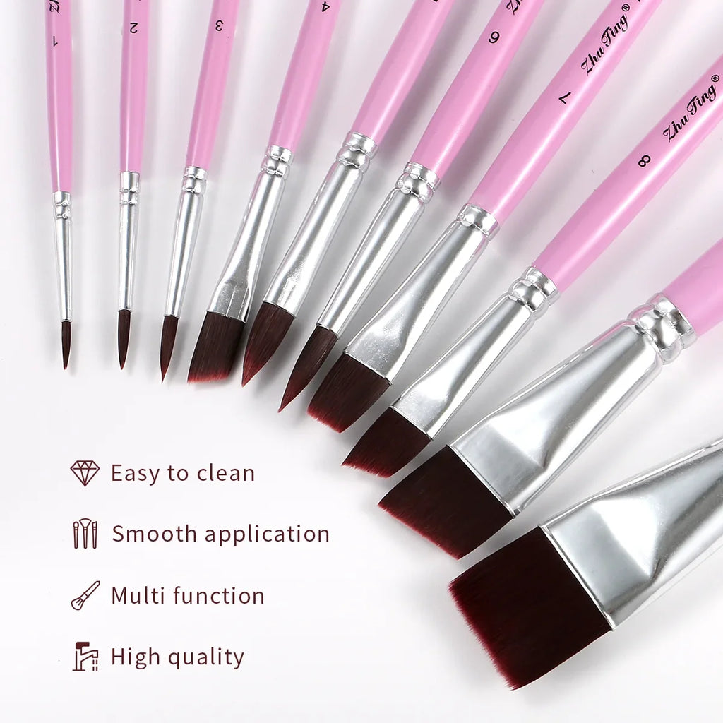 10PCS Face Paint Brush Set Professional Quality Brush For Face Painting Watercolor Acrylic Oil Painting Nail Art