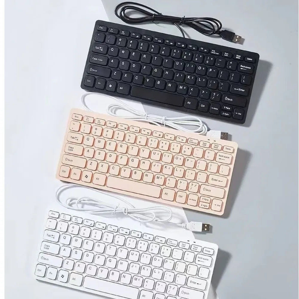 Plug Play USB Wired Keyboard Mute Slim Replaceable Keyboard Lightweight 78 Keys Keyboard Desktop Computer