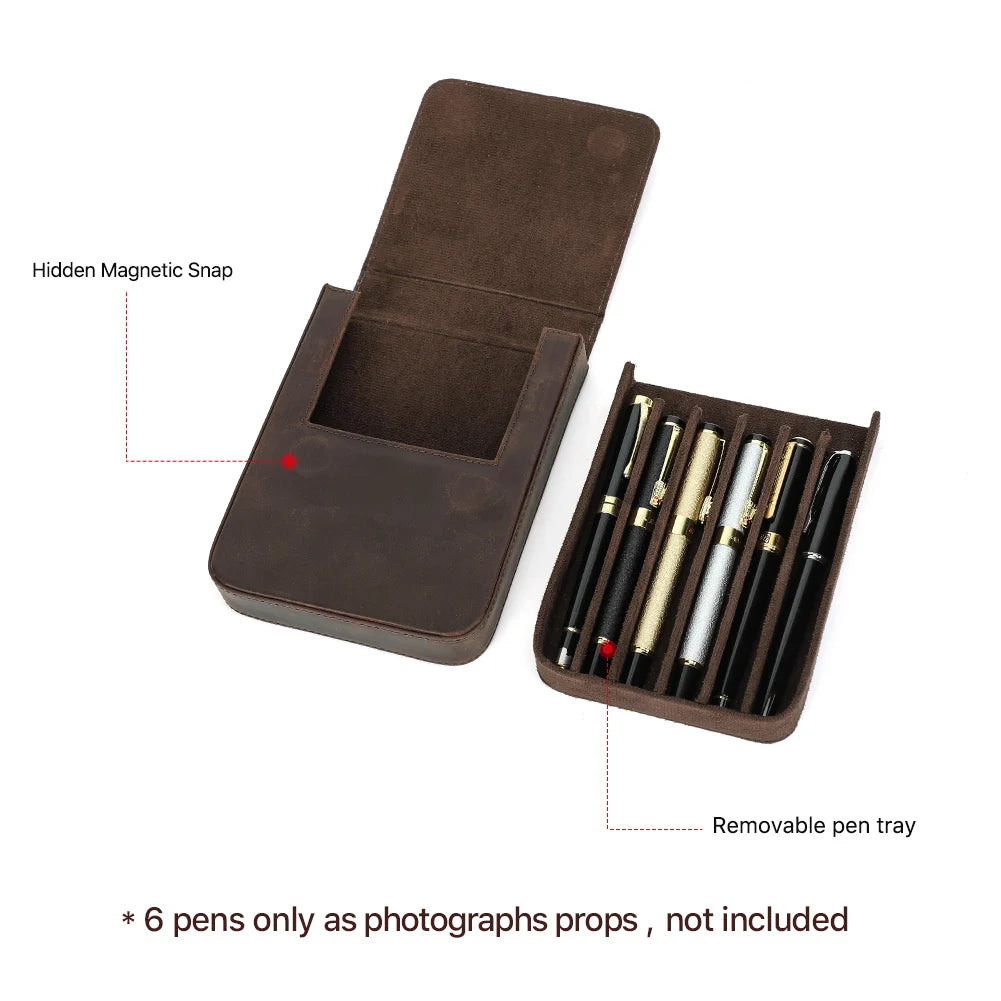 ExquisiteHandmade Fountain Pen Case Leather For Men Women Holder Pen Pouch Retro Pen Box Organizer Boys Girls School