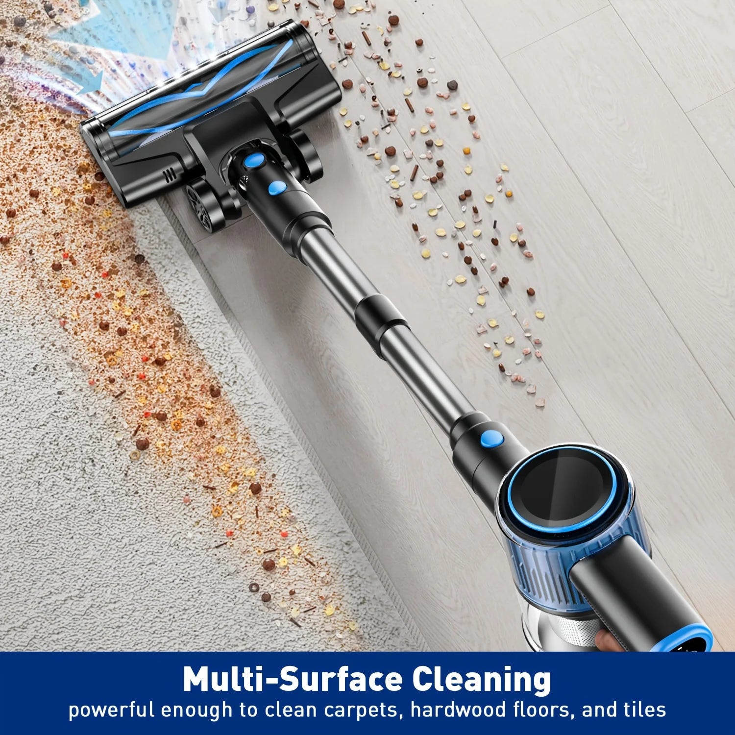 Cordless Vacuum Cleaner，55Kpa/45Mins/8 in 1 Powerful Suction,Self-Standing, 3 Suction Modes, Vacuum for Floor Carpet Pet Hair