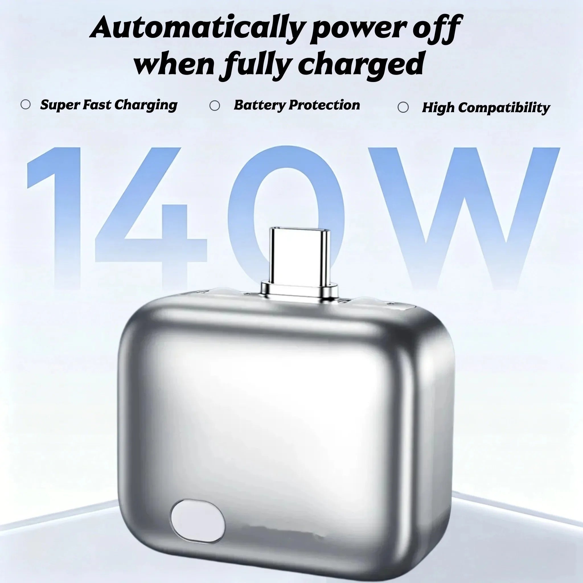 140W Smart Full Charge Self-Cut Type-C Adapter, Universal Auto Disconnect for Night Charging, Overcharge Prevention Separator