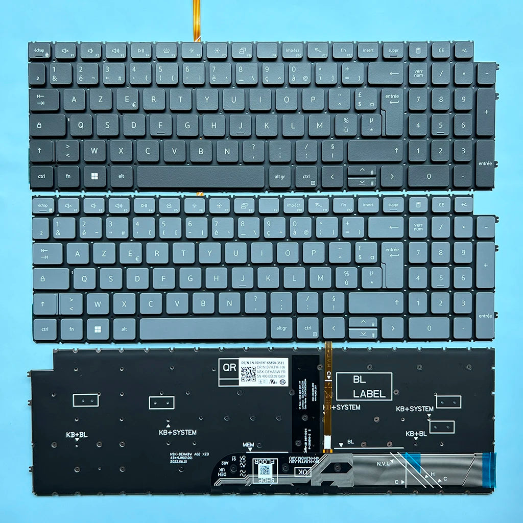 3511 French Backlit Keyboard for Dell  Inspiron 15 3510 3511 5510 5515 5518 7510 7610 Latitude 3520 3530 07H3YF NSK-DEHABW FR