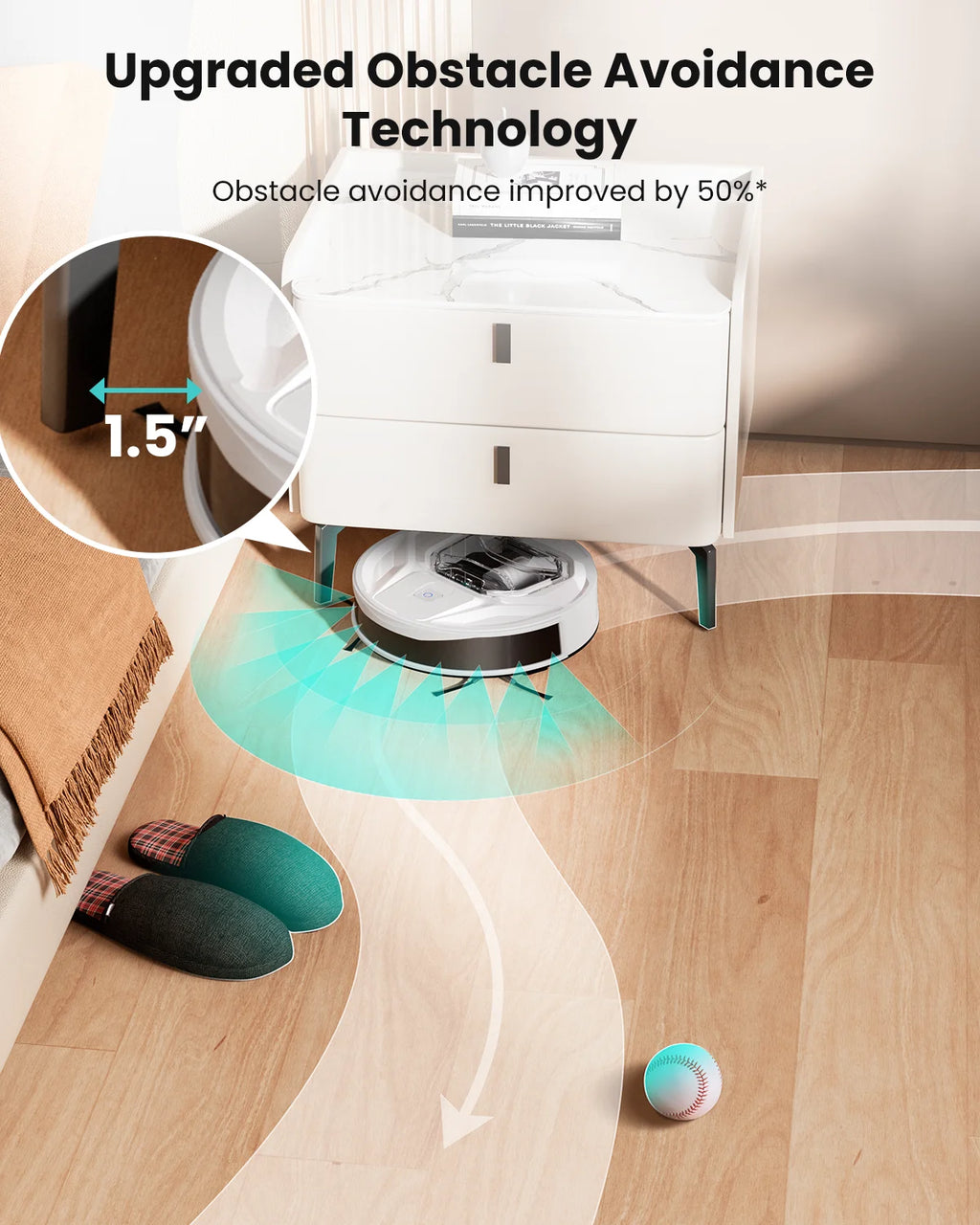 Lefant M320 Robot Vacuum Cleaner, Carpet Detection, 6,000 Pa Suction, Low Noise,  210 Mins Runtime, Self-Charging, Ideal for Har