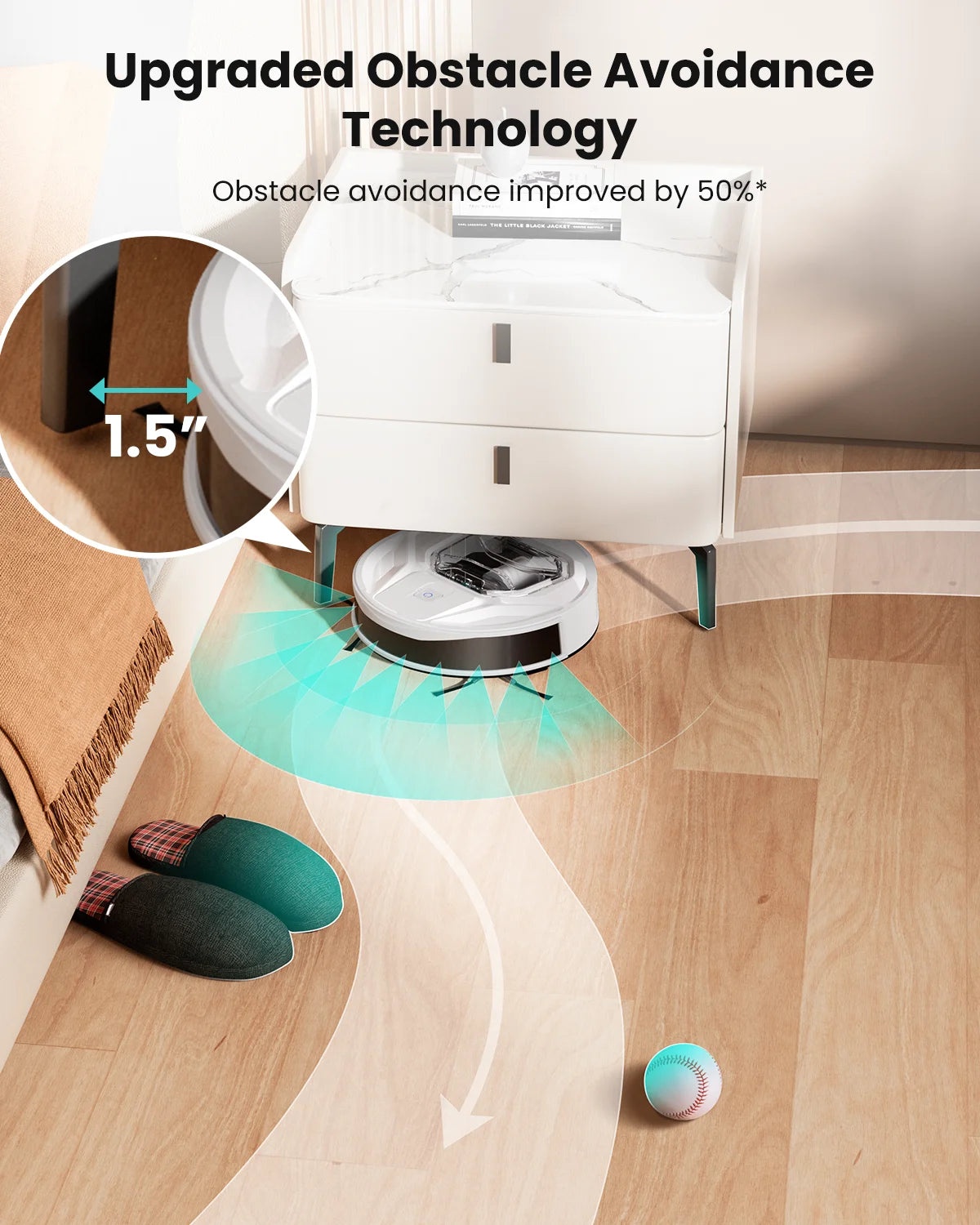 Lefant M320 Robot Vacuum Cleaner, Carpet Detection, 6,000 Pa Suction, Low Noise,  210 Mins Runtime, Self-Charging, Ideal for Har