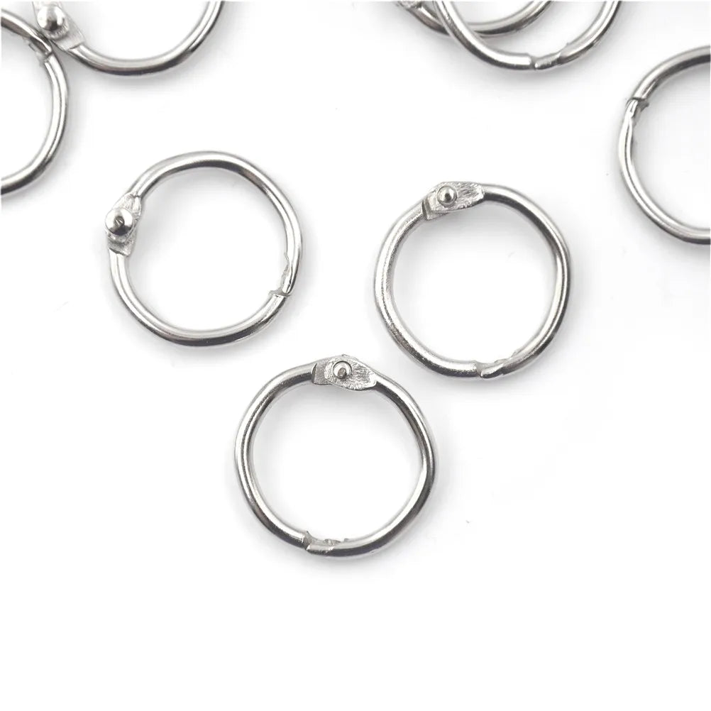 50Pcs Metal Ring Binder Staple Book Binder Albums Loose-leaf Book Hoops 15-80mm Loose Leaf Ring Keychain Office Binding Supplies