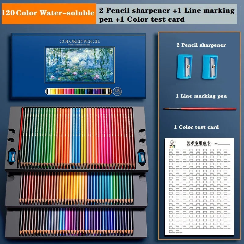 Drawing Colored Pencils Professional Set of 48/72/120/150/200, Water soluble/Oilbase Art Supplies for Coloring Blending Layering