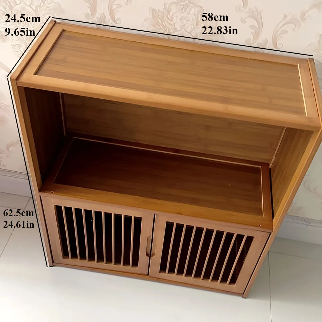 Chinese Style Storage Cabinet - 2-Tier Storage Cabinet for Office Living Room - Tea Cabinet  Bookshelf