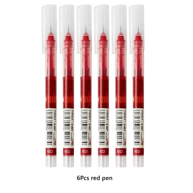 3/6/10Pcs Exam Signature Gel Pen 0.5mm Black Blue Ink School Office Student Ballpoint Straight Pens Writing Stationery School