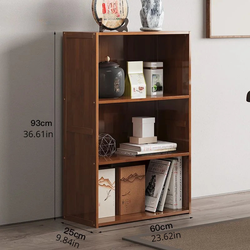 3-Tier Storage Cabinet, Retro Style Bookcase, Bamboo Cabinet for Kitchen, living room & Office Storage, Simple Assembly