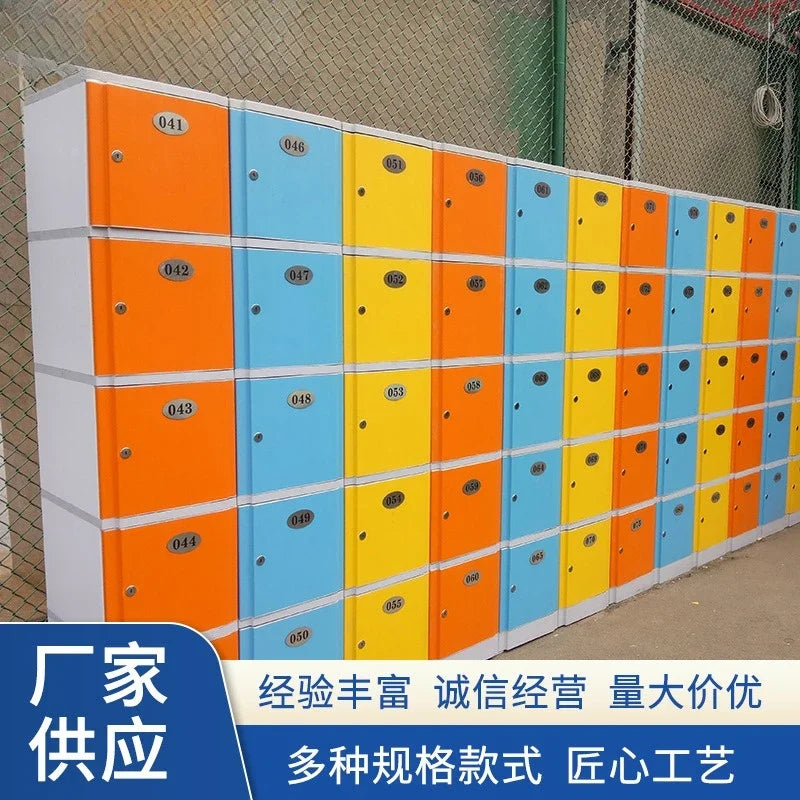 All-plastic office file storage cabinet with lock locker 3 doors multi-layer storage plastic locker