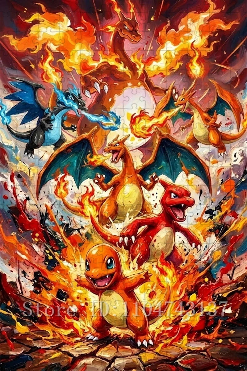 Charizard & Charmander Evolution Jigsaw Puzzle for Adults Pokemon Anime Paper/Wooden Puzzles Handmade Toys & Hobbies