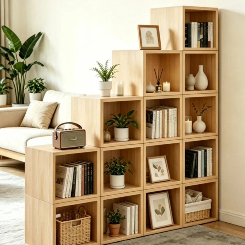 Bookshelf Storage Cabinet Simple Home Mini Bookcase Wood Color Bookshelf Organization Storage Cabinet Shelf Space Box New Sales