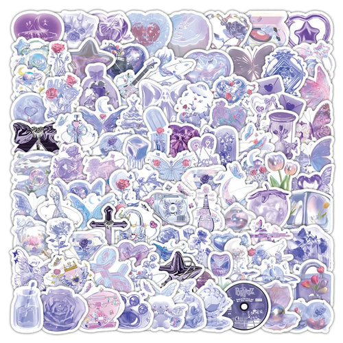 103 Pcs Glittery Shimmery Purple Stickers - Sparkling Decorative Decals for Notebook & DIY Craft Embellishment AnimeWorlds Store