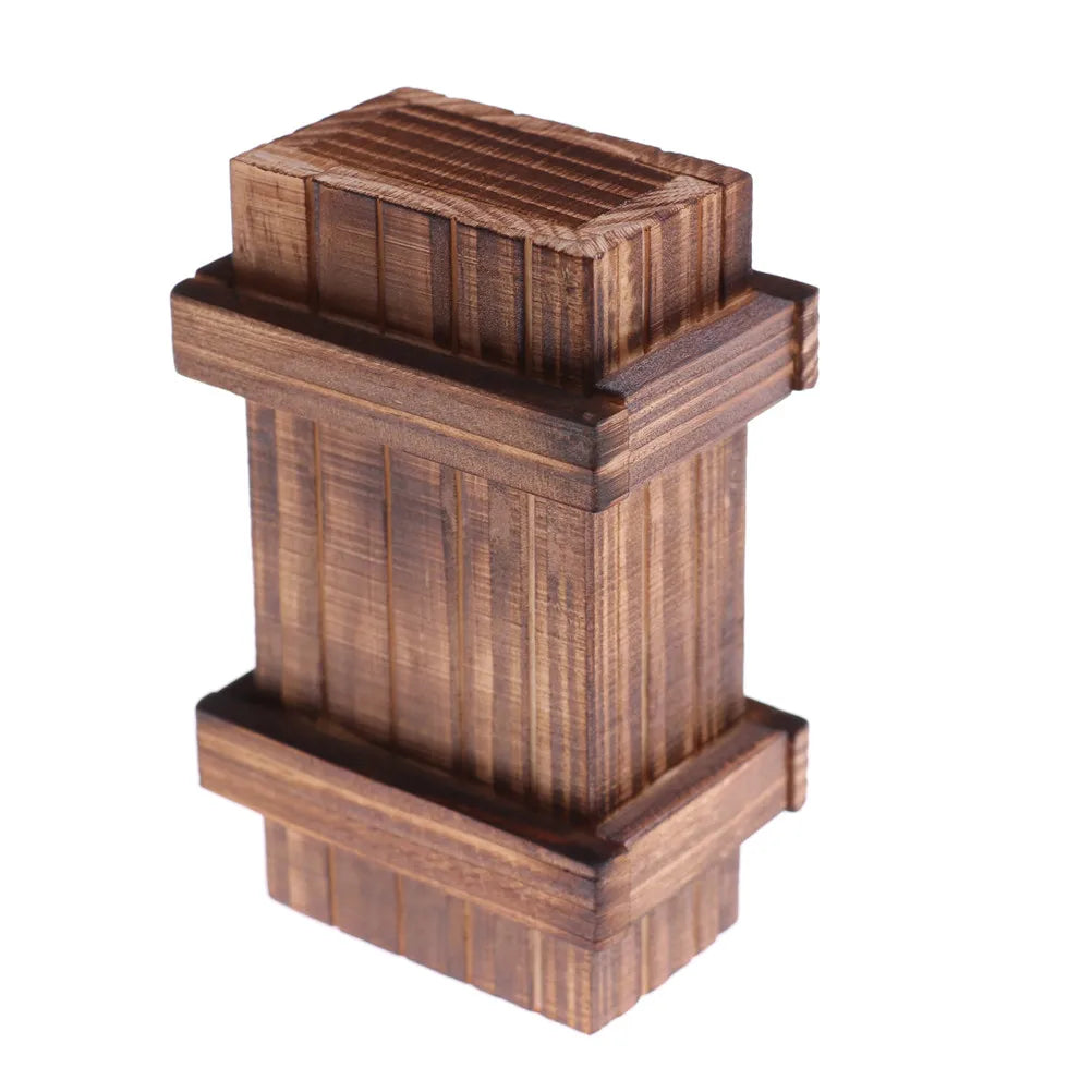 Vintage Wooden Puzzle Box with Secret Drawer Magic Compartment Brain Teaser Wooden Toys Puzzles Boxes Kids Wood Toy Gift