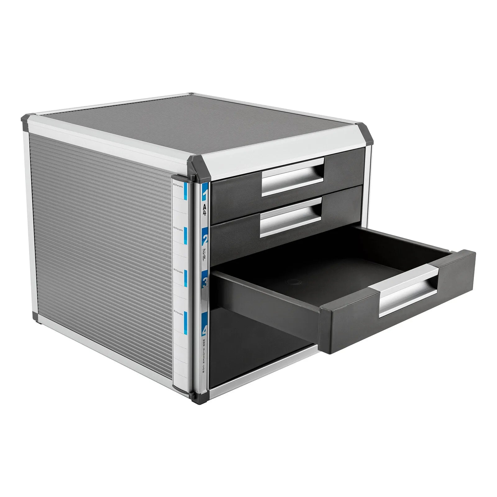 4-Layer Desktop Drawer Organizer Books File Locking Storage Cabinet Aluminum Alloy & MDF Stylish Office Storage Solution