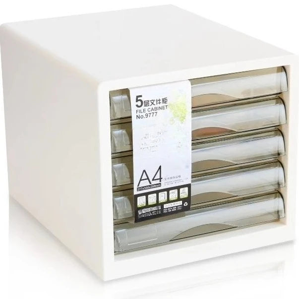 White Five Layer Filing Cabinet for Office and Home Use, Convenient and Tidy for Organization and Storage
