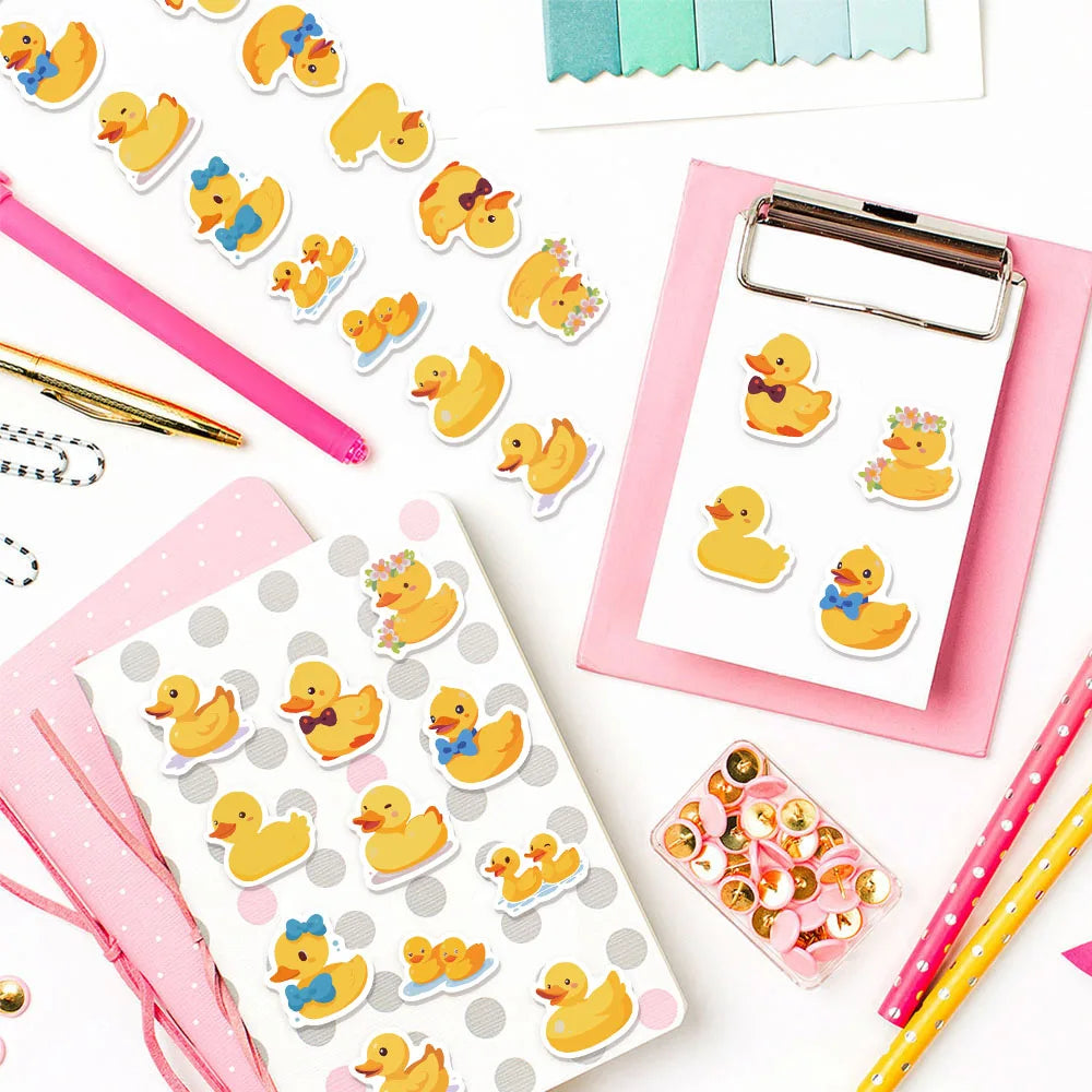 500PCS Ten Different Patterns of Yellow Duck Roll Stickers Graffiti Handbooks DIY Luggage Notebook Waterproof Stickers