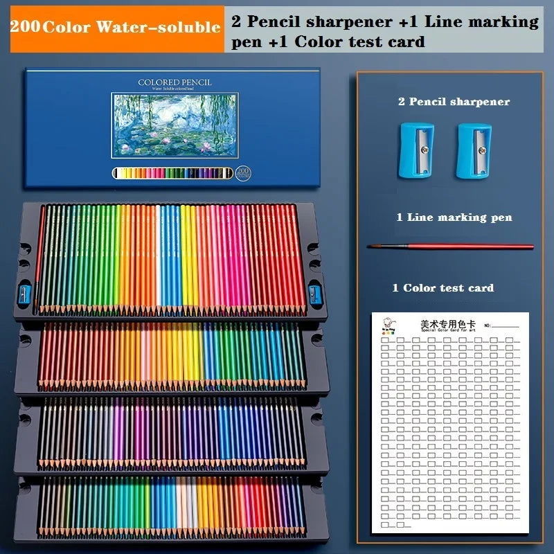 Drawing Colored Pencils Professional Set of 48/72/120/150/200, Water soluble/Oilbase Art Supplies for Coloring Blending Layering