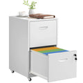 2 Drawer File Cabinet With Lock，Black Rolling File Cabinet For Home Office, Metal Small Mobile Filing Cabinets On, Customize