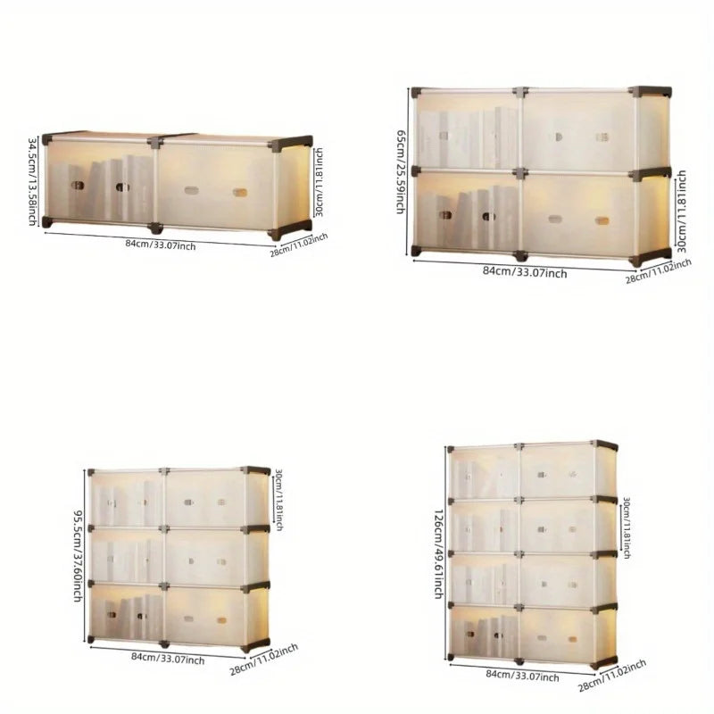 Floor-Standing Dust-Proof Bookshelf Indoor Small Cabinet for Snacks/Clothes/Books Bedroom  Living Room Storage Organizer